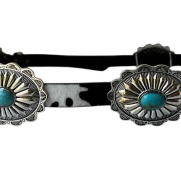 Gorgeous, Haute Hippie Cow Print Concho belt❤️NWT - Picture 2 of 6